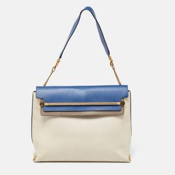 Pre Owned Chloe Tri Color Leather Large Clare Shoulder Bag