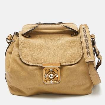 Pre Owned Chloe Beige Leather Elsie Top Handle Bag
