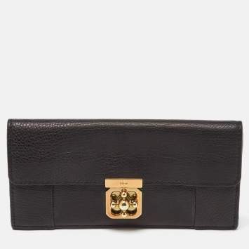 Pre Owned Chloe Black Leather Elsie Continental Wallet