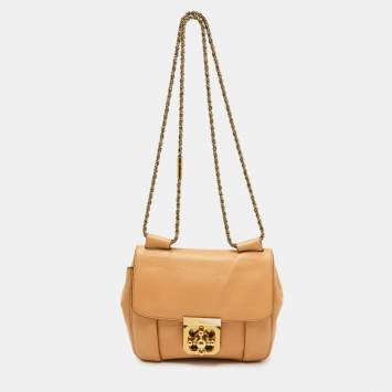 Pre Owned Chloe Beige Leather Small Elsie Shoulder Bag