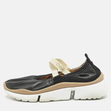 Pre Owned Chloe Black Leather Sonnie Ballerina Sneakers Size 36