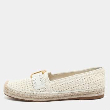 Chloe Off-White Crochet Marcie Espadrille Flats Size 38
