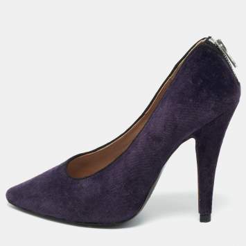 Pre Owned Chloe Purple Velvet Pointed Toe Pumps Size 37