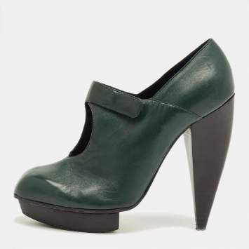 مملوكة مسبقًا حذاء بوت كاحل كلوي جلد أخضر مقاس 37