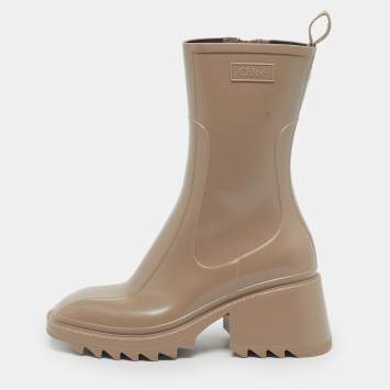مملوكة مسبقًا Chloé Betty Size 39 Dark Beige Rubber Rain Boots