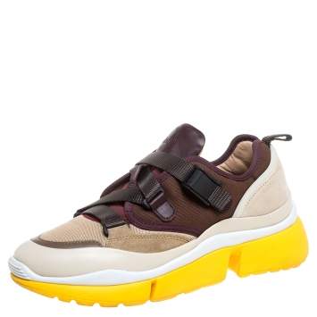 Pre Owned Chloe Multicolor Suede Leather And Canvas Sonnie Low Top Sneakers Size 37