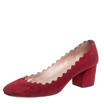 Pre Owned Chloe Red Suede Lauren Pumps Size 37