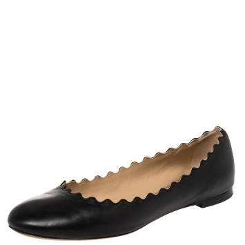 Pre Owned Chloé Black Leather Lauren Ballet Flat Size 39