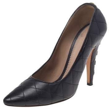 Pre Owned Chloe Black Leather Embellished Pumps Size 39