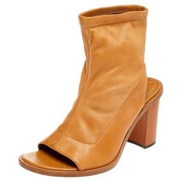 Pre Owned Chloe Brown Leather Ankle Length Boots Size 39