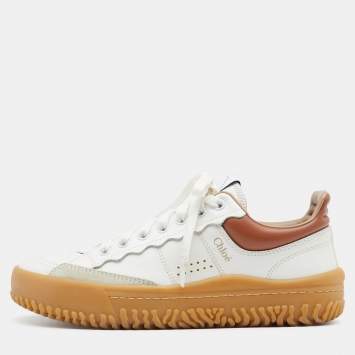 Pre Owned Chloe White Leather Low Top Sneakers Size 36