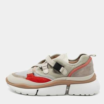 Pre Owned Chloe Multicolor Suede And Fabric Sonnie Low Top Sneakers Size 40 