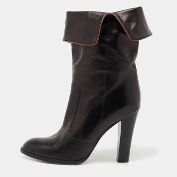 Pre Owned Chloe Black Leather Ankle Booties Size 39