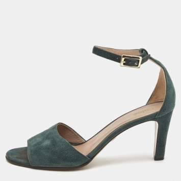 Pre Owned Chloe Green Suede Ankle Strap Sandals Size 38