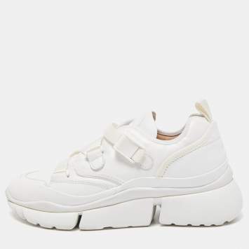 Pre Owned Chloe White Leather Sonnie Slip On Sneakers Size 38