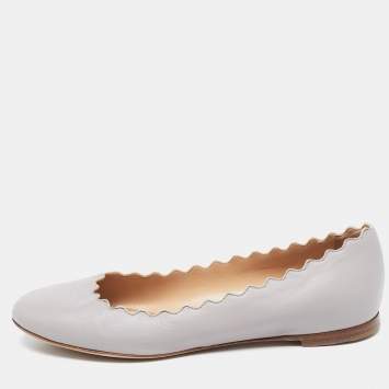 Pre Owned Chloe Grey Leather Ballet Flats Size 36