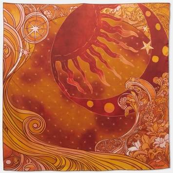 Pre Owned Chopard Rust/Orange Orlo A Mano Silk Square Foulard 