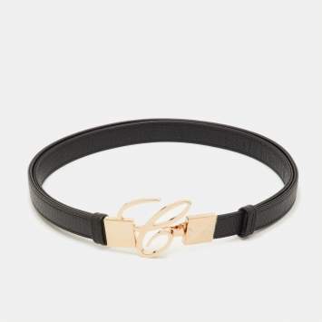 Pre Owned Chopard Classic Miss Happy 110CM Black Leather Waist Belt