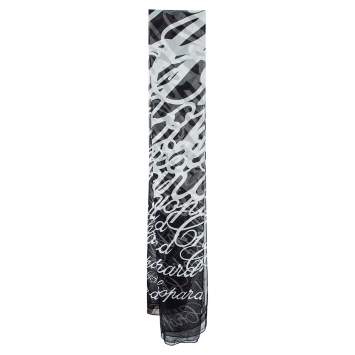 Pre Owned Chopard Black Logo Printed Silk  Scarf