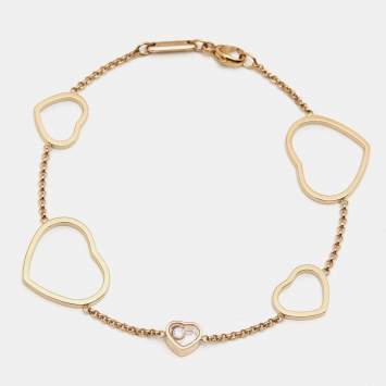 Pre Owned Chopard Happy Hearts Diamond 18k Rose Gold Bracelet