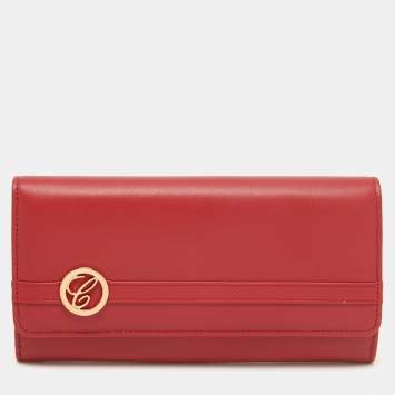 Pre Owned Chopard Red Leather Flap Continental Wallet