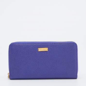 Pre Owned Chopard Purple Leather Zip Around Wallet