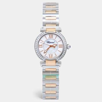 Pre Owned Chopard Mother Of Pearl Diamond 18K Rose Stainless Steel Imperiale 388563-6008 Women's Wristwatch 29 mm