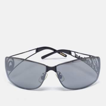 Pre Owned Chopard Black Tone/Grey SCH532S Crystal Logo Rectangle Sunglasses
