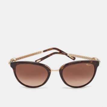 Chopard Tortoise Brown Gradient SCH213S Crystals Cat Eye Sunglasses