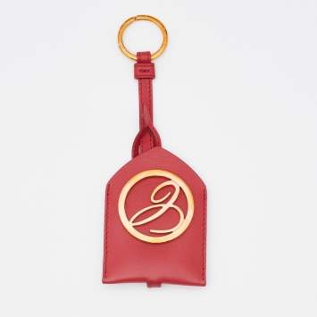 Pre Owned Chopard Red Leather Logo Charm Key Ring 