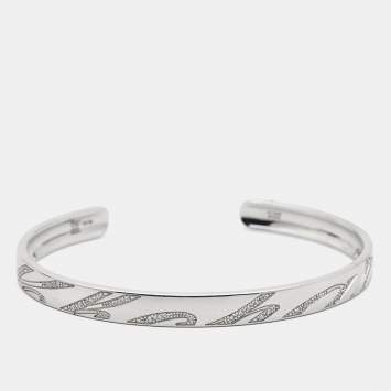 Pre Owned Chopard Chopardissimo Diamond 18k White Open Cuff Bracelet M