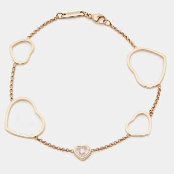 Pre Owned Chopard Happy Hearts Diamond 18k Rose Gold Bracelet