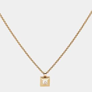 Pre Owned Chopard Happy Diamonds Icon 18k Yellow Gold Square Pendant Necklace