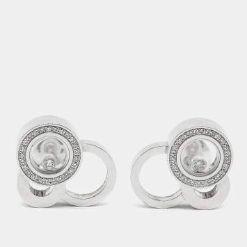 Pre Owned Chopard  Happy Bubble Diamonds 18k White Gold Earrings