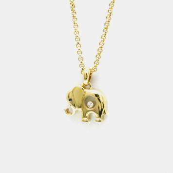 Chopard 18K Yellow Gold Diamond, Sapphire Happy Diamonds Elephant Pendant Necklace