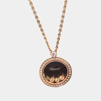 Chopard 18K Rose Gold Three-Diamond Happy Diamonds Pendant Necklace