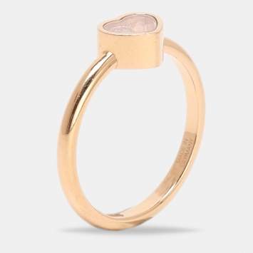 Pre Owned Chopard Happy Diamonds Icon Diamond 18k Yellow Gold Ring Size 50.5