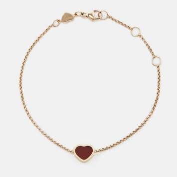 مملوكة مسبقًا Chopard Happy Hearts Carnelian 18k Rose Gold Bracelet