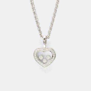 مملوكة مسبقًا Chopard Happy Diamond 18K White Gold and Diamond Pendant Necklace