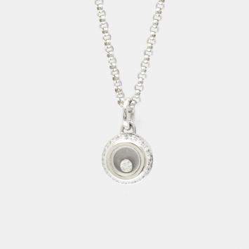 مملوكة مسبقًا Chopard Happy Diamonds 18K White Gold and Diamond Pendant Necklace