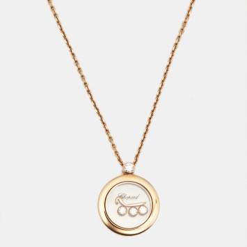 Pre Owned Chopard Happy Diamonds Floating Arabic Letter M Diamond 18k Rose Gold Necklace