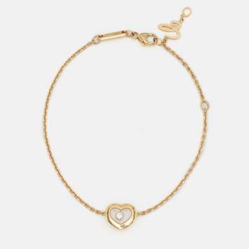 Pre Owned Chopard Happy Diamonds Icon 18k Yellow Gold Heart  Bracelet