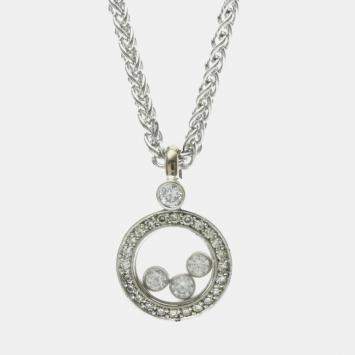 Pre Owned Chopard Happy Diamonds 18K White Gold Diamonds Pendant Necklace