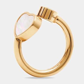 Pre Owned Chopard Happy Hearts Diamond Mother of Pearl 18k Rose Gold Rings Size 47