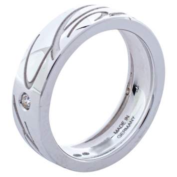 Pre Owned Chopard Chopardissimo Diamond 18K White Gold Band Ring Size 55