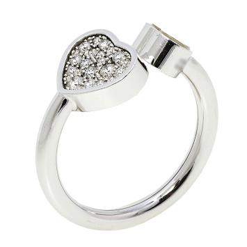 Pre Owned Chopard Happy Hearts Diamond 18K White Gold Ring Size 54