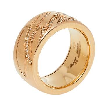 Pre Owned Chopard Chopardissimo Diamond 18K Rose Gold Rolling Band Ring Size 57