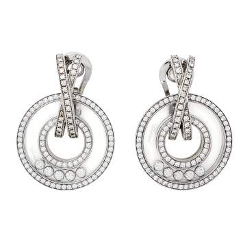 Pre Owned Chopard Happy Diamonds 18K White Gold Earclips Earrings