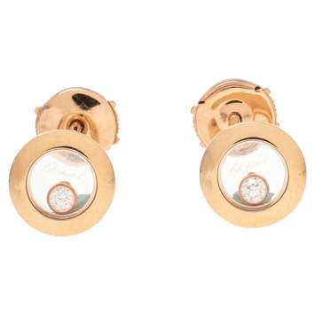 Pre Owned Chopard Happy Diamond Icon 18K Rose Gold Stud Earrings