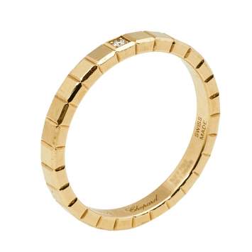 Pre Owned Chopard Ice Cube 1 Diamond 18K Yellow Gold Band Ring Size 52